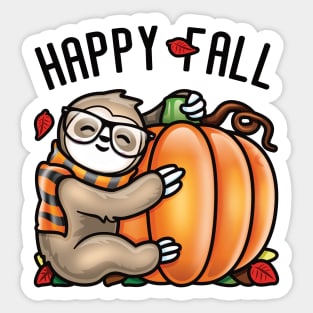 Happy Fall Cute Sloth love Autumn Pumpkin Leaf Sticker